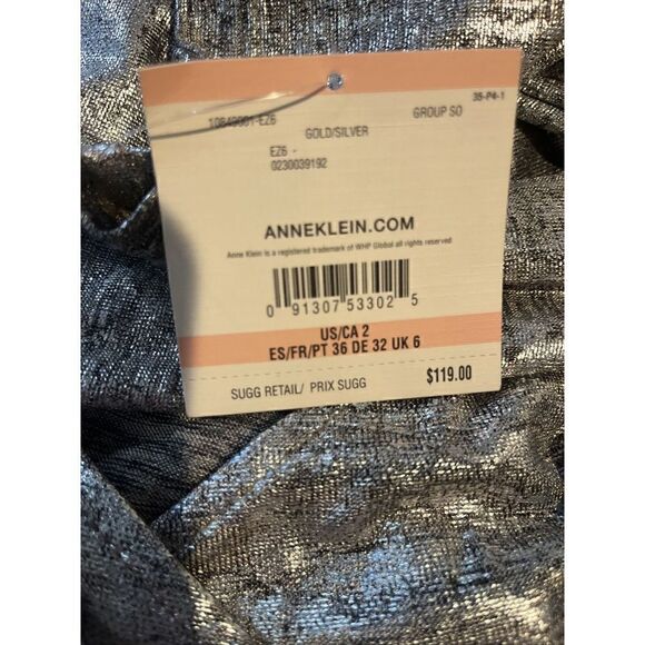 ANNE KLEIN SHIMMERY SILVER DRESS SIZE 2 - Picture 4 of 4
